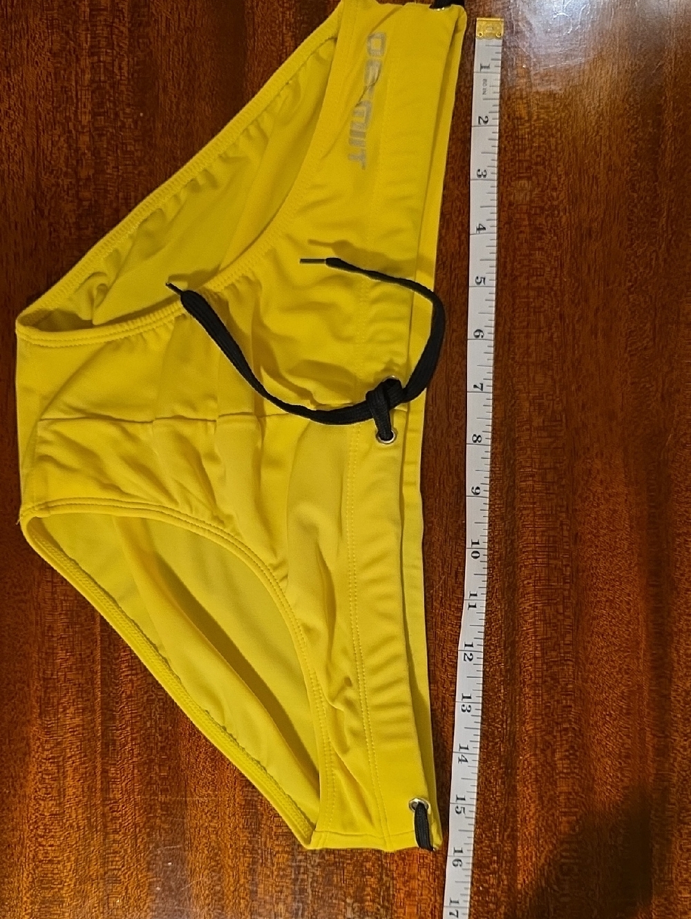 Men's Yellow Swim Briefs with Black Drawstring - Picture 7 of 7